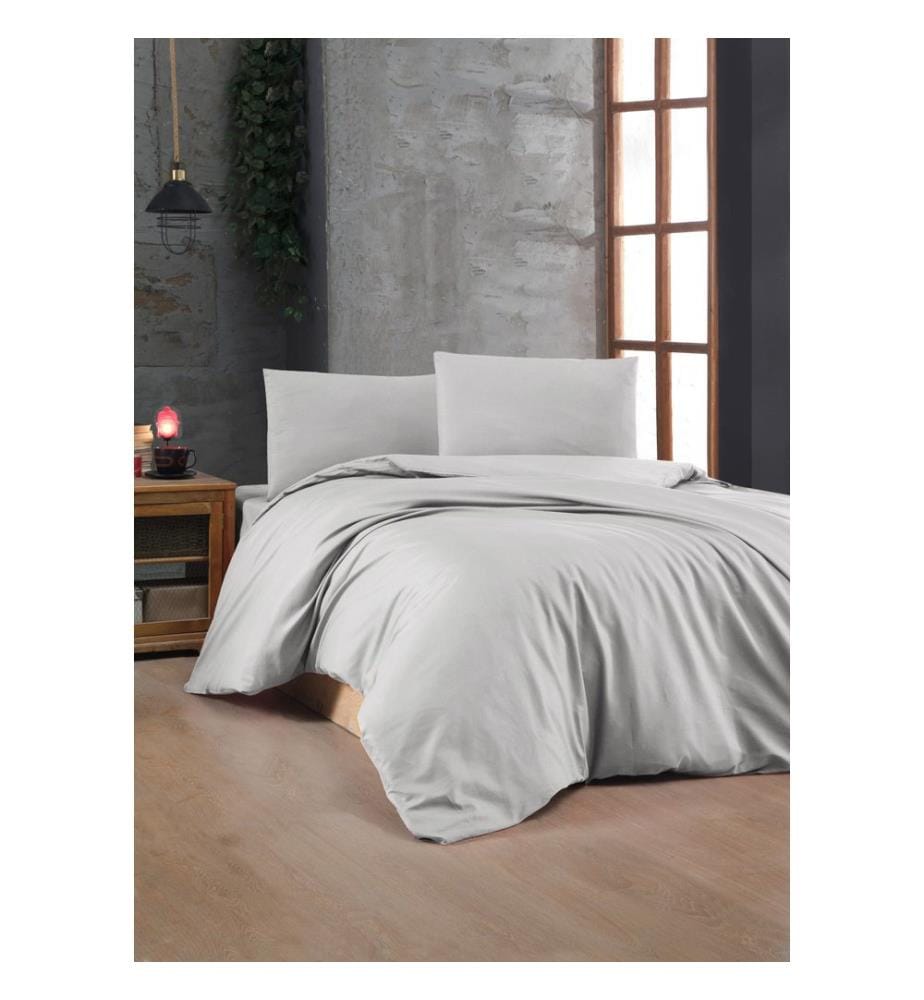 Ranforce King Quilt Cover Set,  Grey, 100% Cotton Ranforce