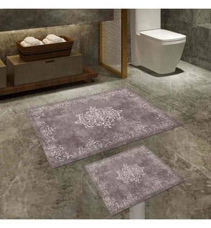 Badematten-Set, 2-teilig, Beige, Weiss, Polyester, 850 g/m²