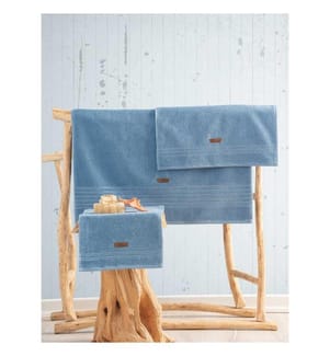 Handtuch-Set, 3 Stück, blau, Baumwolle