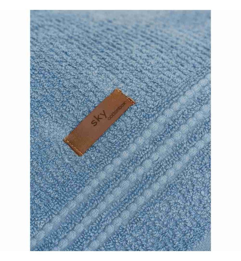 Set di asciugamani, 3 pezzi, blu, cotone