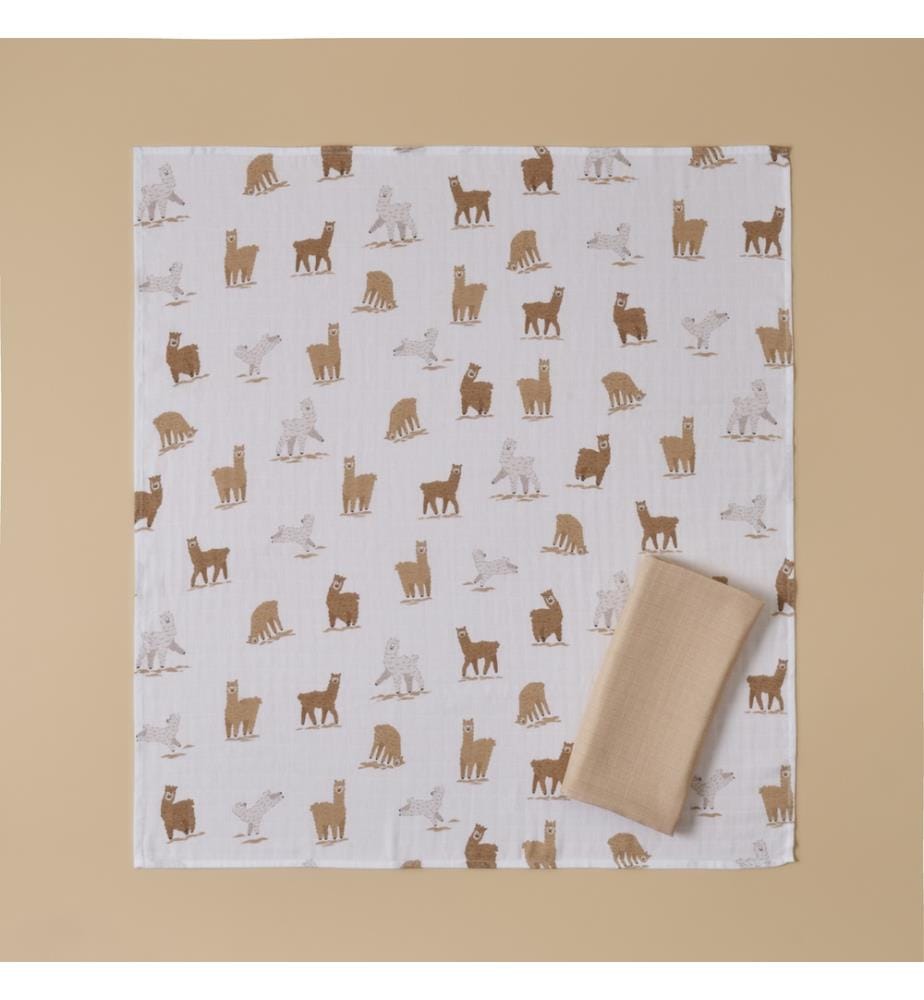 Alpaka-Musselin-Decke 2 Stück 64x64 cm - Beige