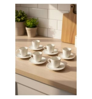 12-teiliges Kaffeeservice-Set – Weiss und Gold