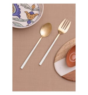 2-teiliges Geschirrset – Gold und Weiss