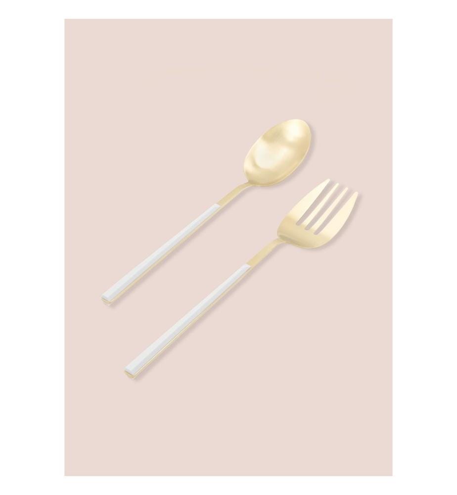 2-teiliges Geschirrset – Gold und Weiss