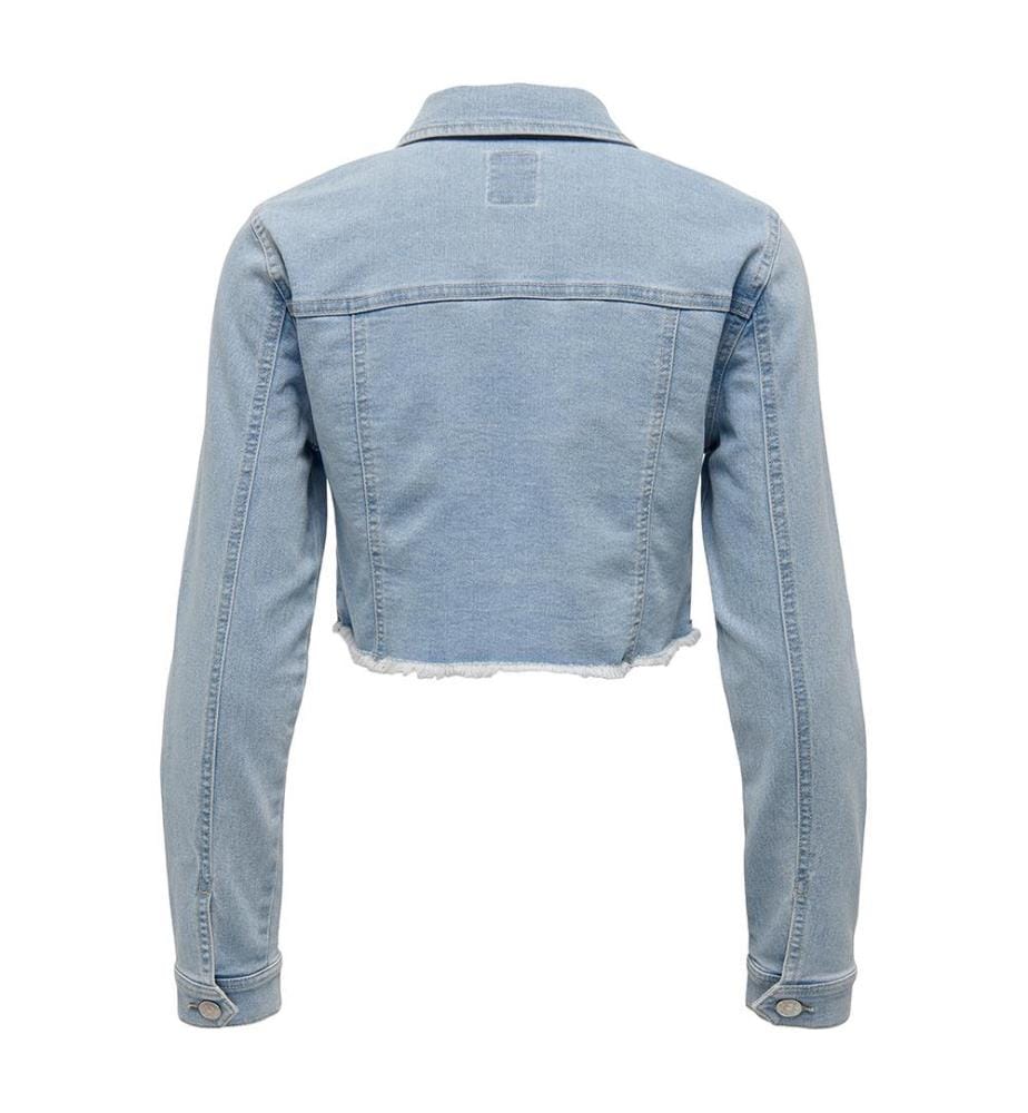 Jacke mit italienischem Kragen und geknöpften Manschetten - Hellblau Denim