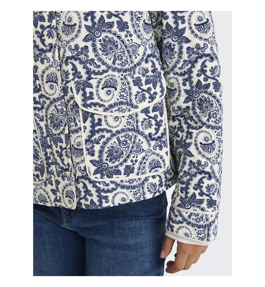 Steppjacke - Weisse Wolkentänzerin mit blauem Karoprint