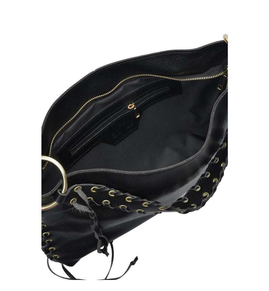 Leder-Umhängetasche – Schwarz