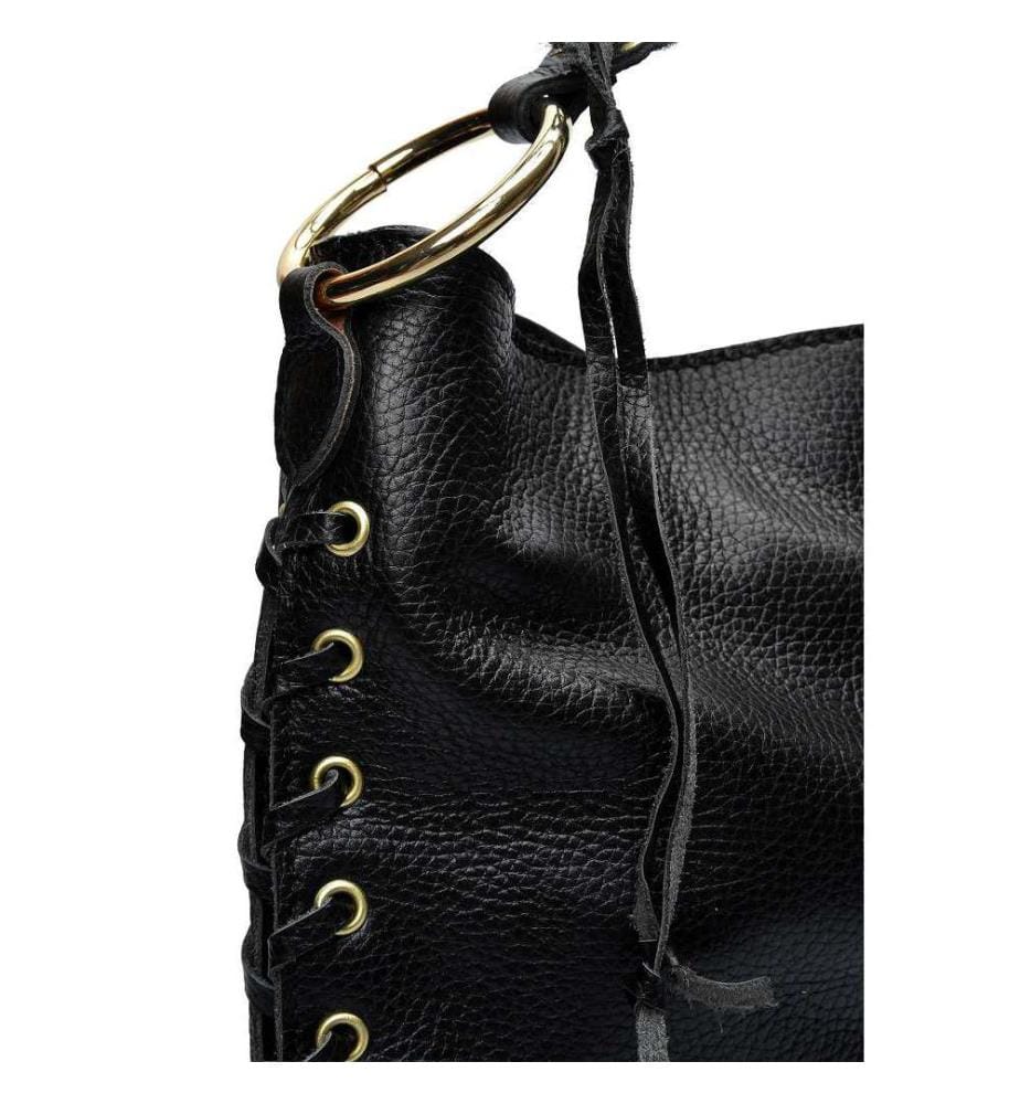 Leder-Umhängetasche – Schwarz