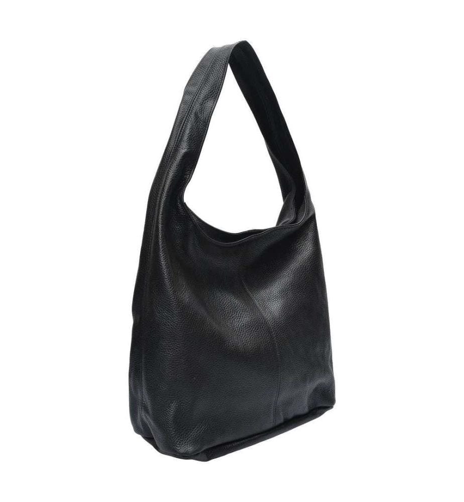 Grosse Hobo-Tasche aus Leder – Schwarz