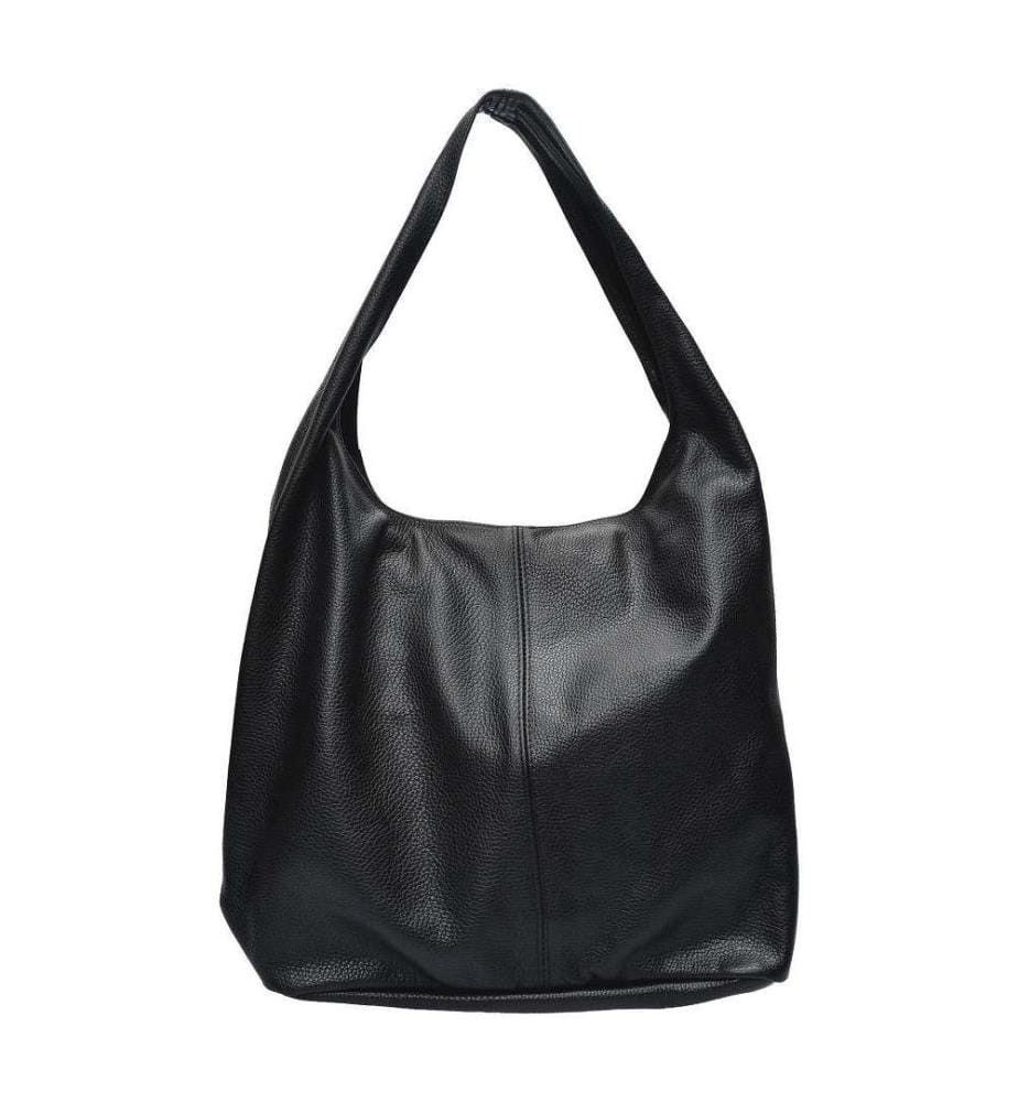 Grosse Hobo-Tasche aus Leder – Schwarz