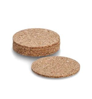 Glass coaster set, 6 pcs, cork - Brown