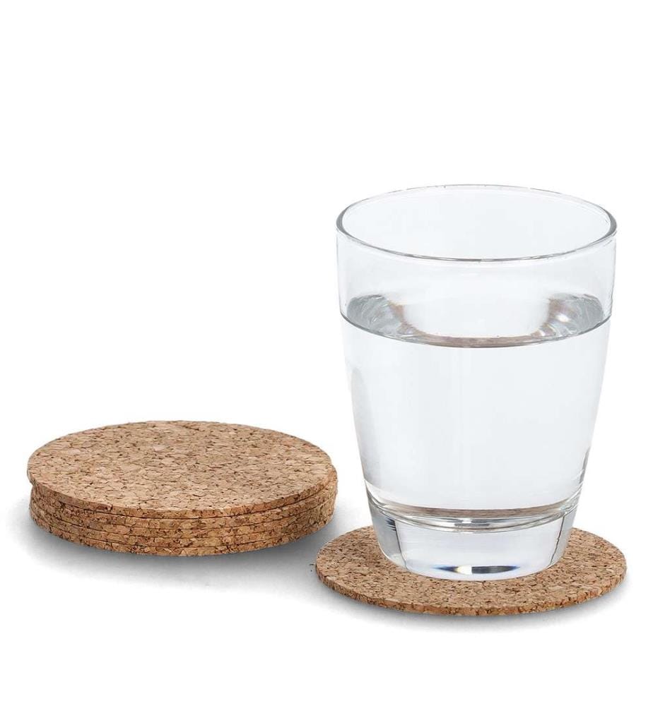 Glass coaster set, 6 pcs, cork - Brown