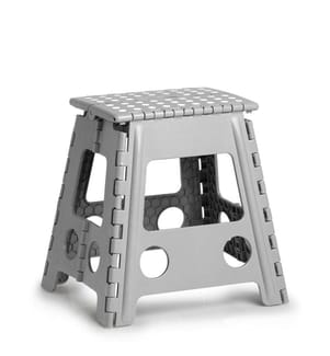 Folding stool, plastic - gray