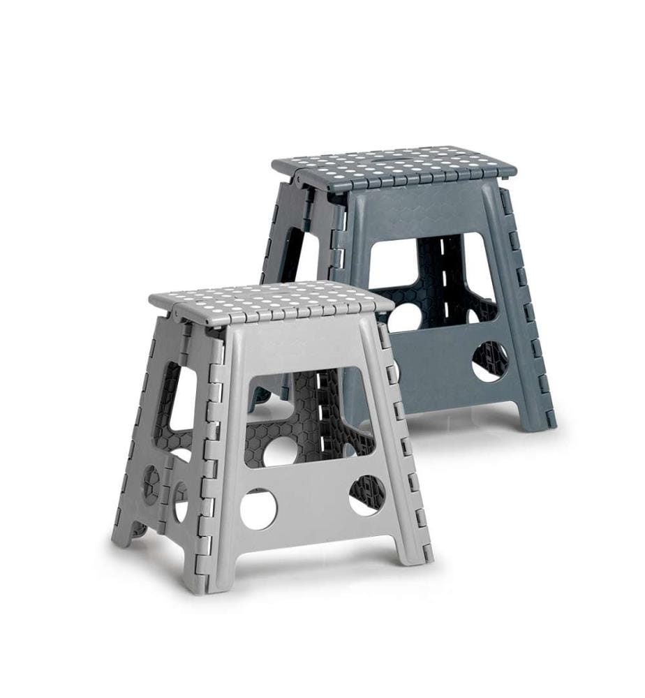 Folding stool, plastic - gray