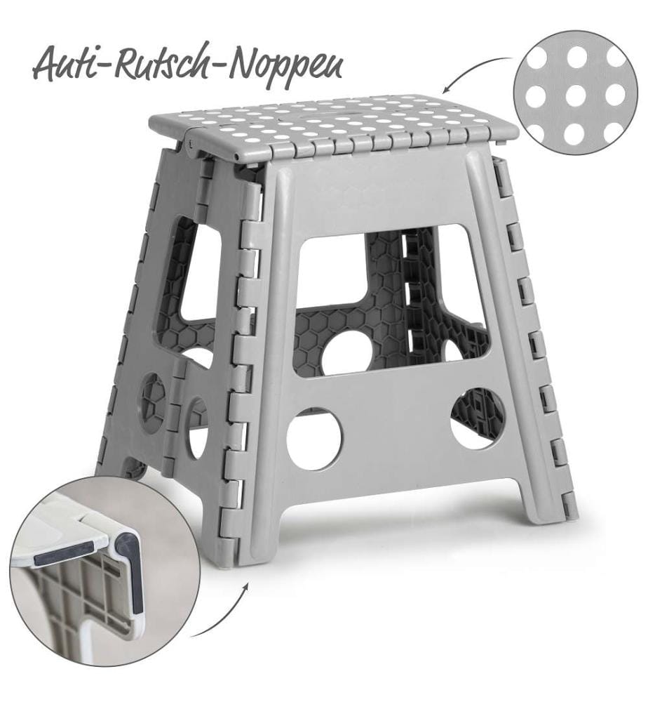 Folding stool, plastic - gray