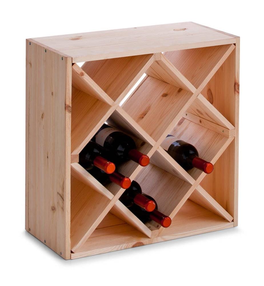 Natural Wood Wine Rack - 52 x 25 x 52 cm
