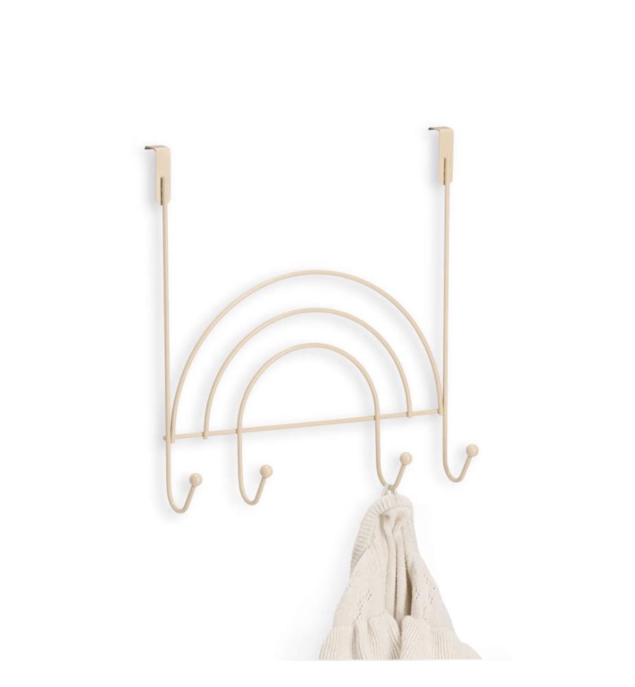 Door hanger with 4 hooks Rainbow, metal - Beige