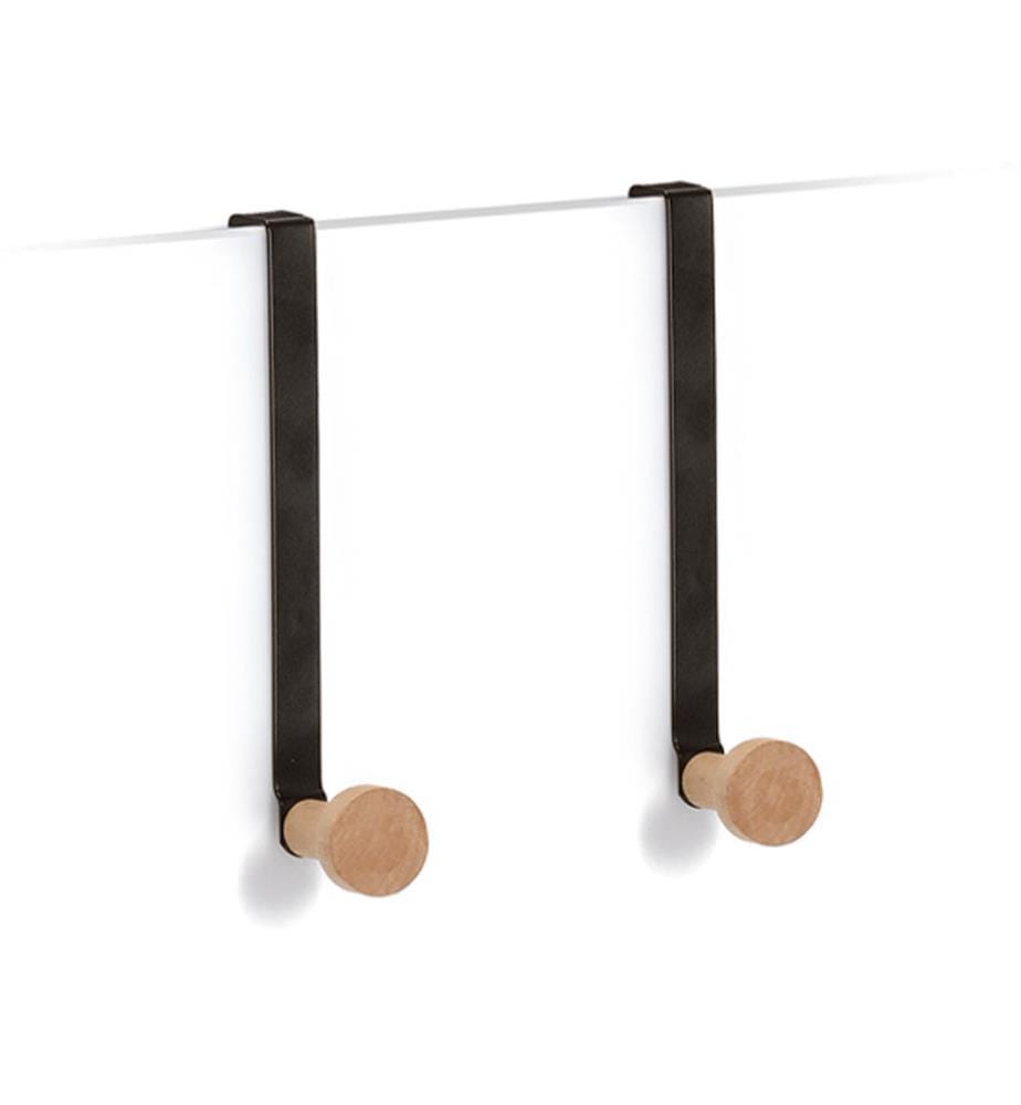 Door hanger set, 2-piece, metal/wood - black