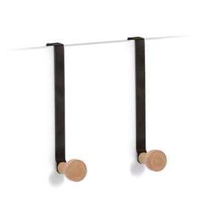 Door hanger set, 2-piece, metal/wood - black