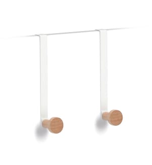 Door hanger set, 2-piece, metal/wood - white