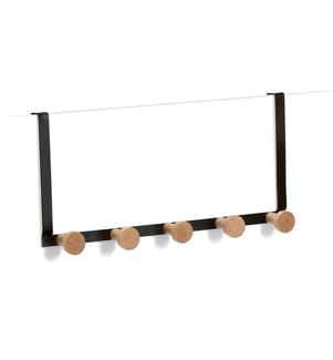 Door Hanger With 5 Hooks - Metal/Wood - Black