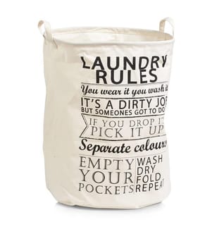 Laundry Rules Canvas Basket - Ø 38 x 48 cm