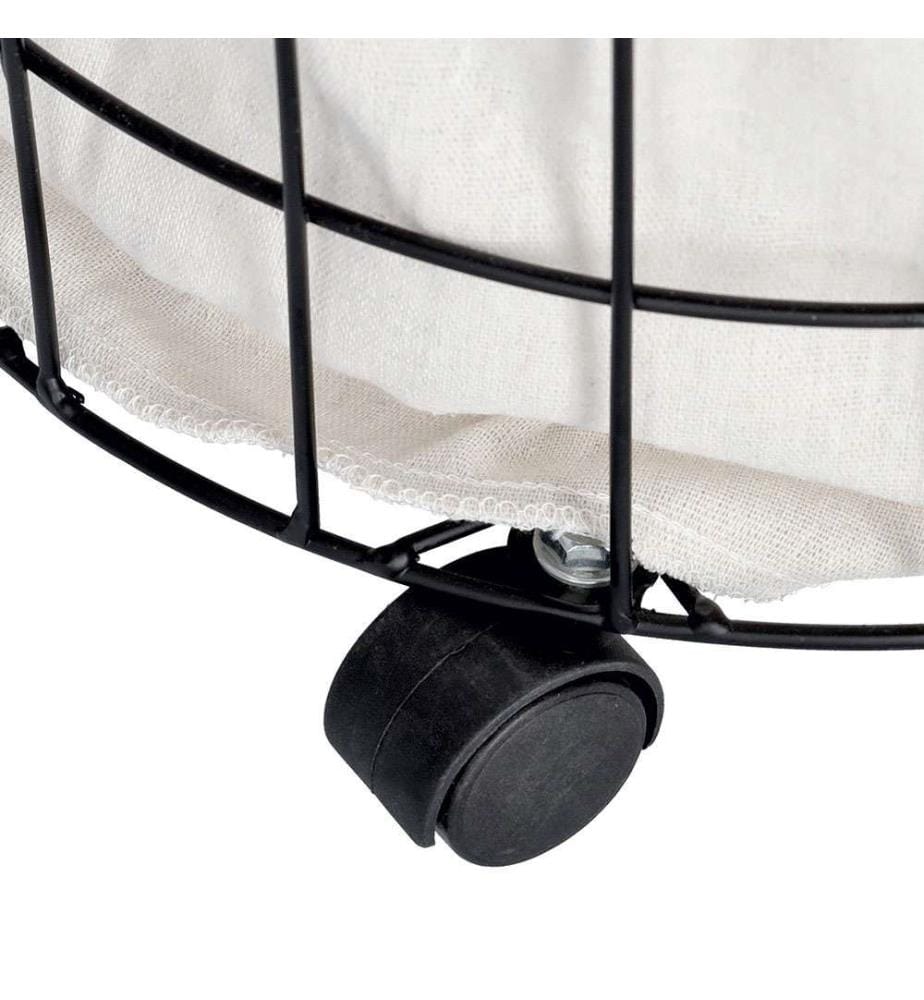 Laundry Collector on Wheels, Metal/Canvas - Black and White
