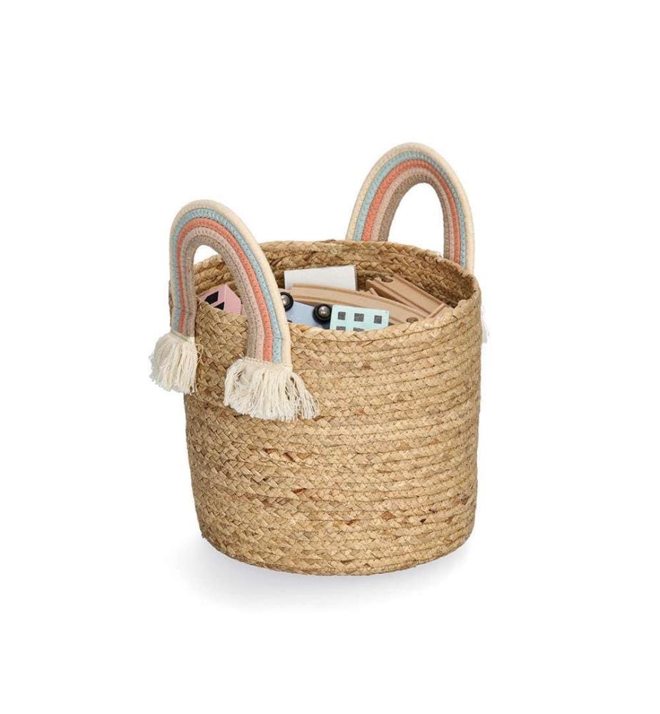 Rainbow Storage Basket, Seagrass/Cotton - Light Brown