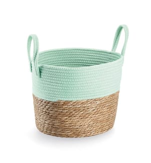 Storage Basket, Cotton/Water Hyacinth - Mint