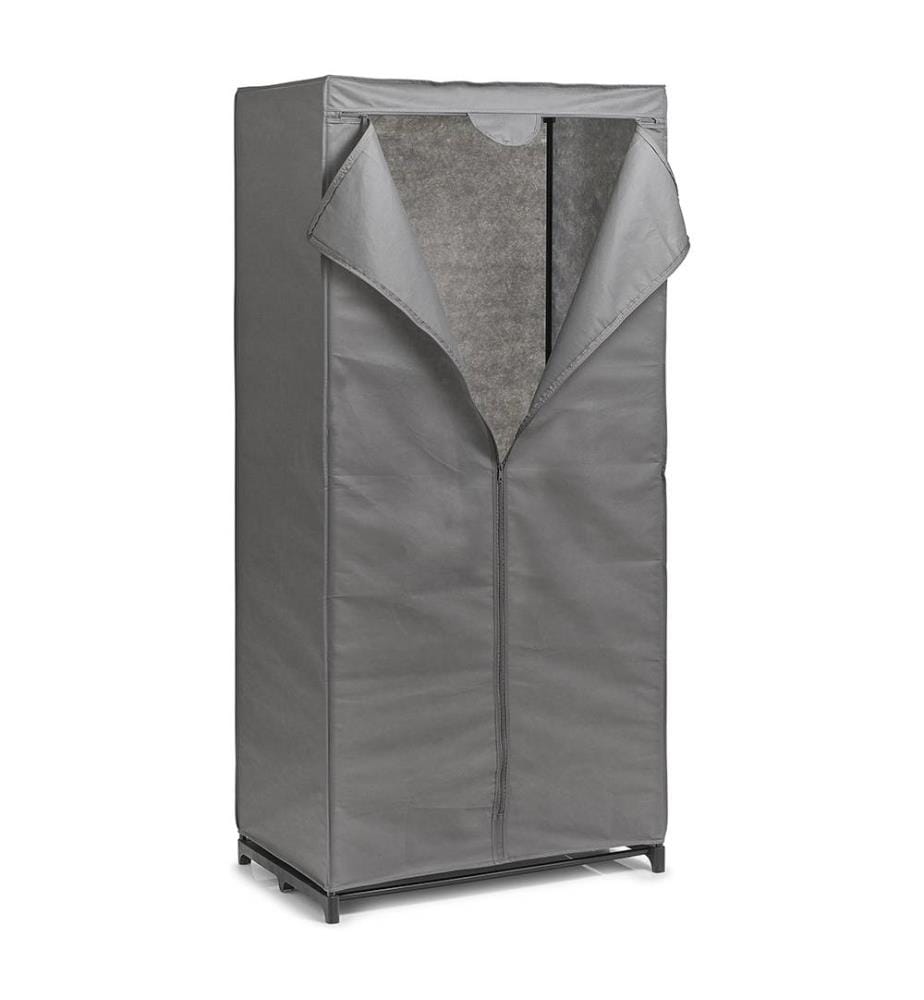 Textile wardrobe, fleece/metal - Grey
