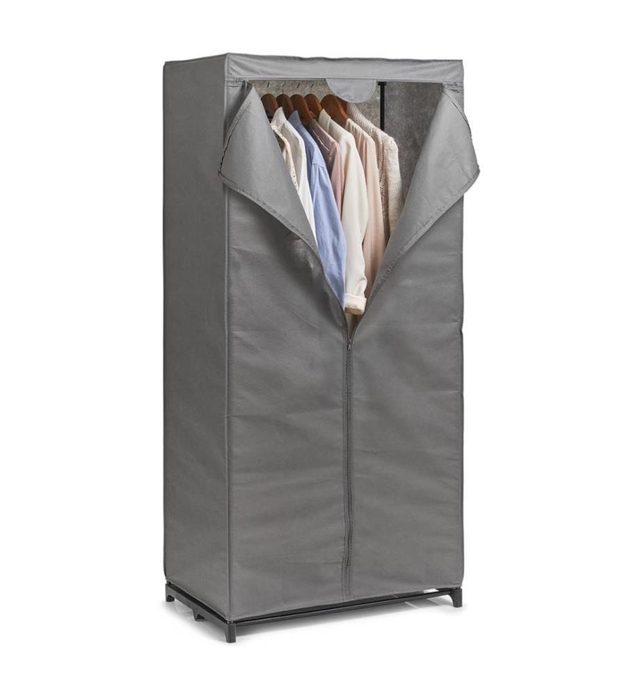 Textile wardrobe, fleece/metal - Grey
