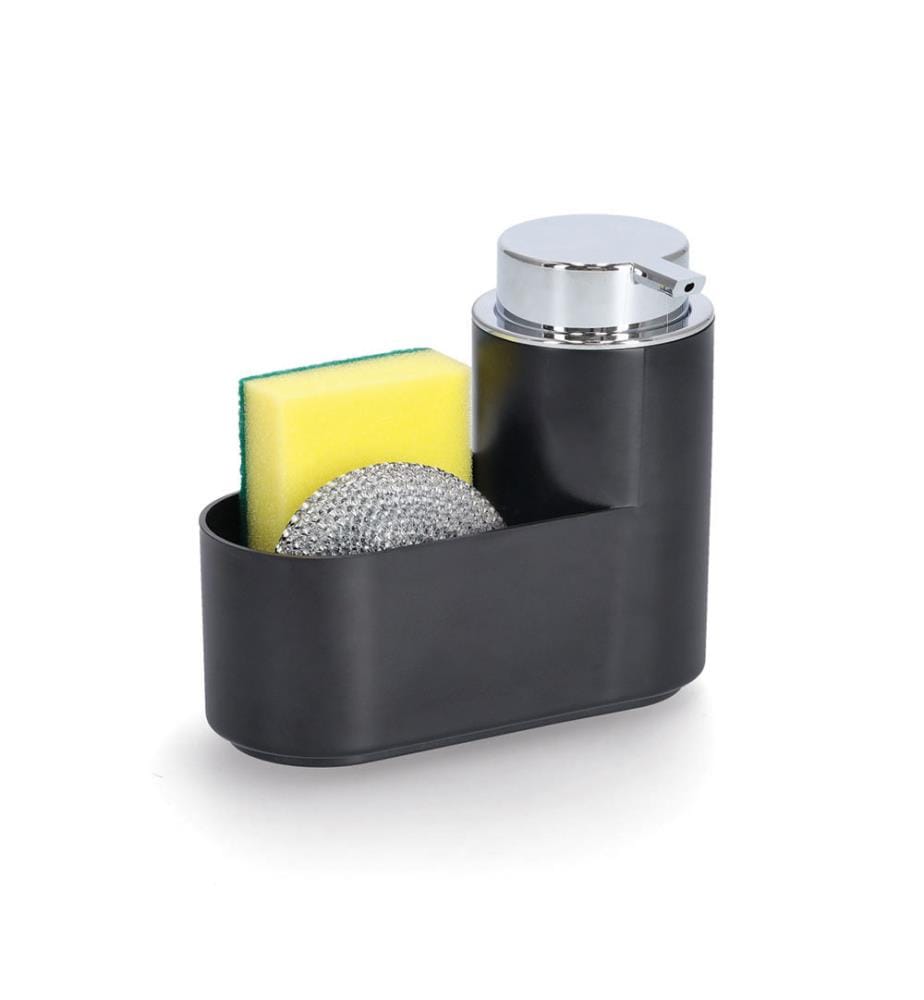 Soap dispenser set, 3-piece, plastic - black