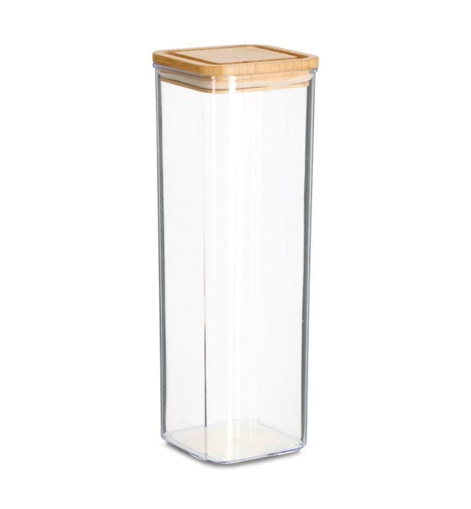 Boîte à provisions avec couvercle en bambou, 1900 ml, plastique - Transparent et marron