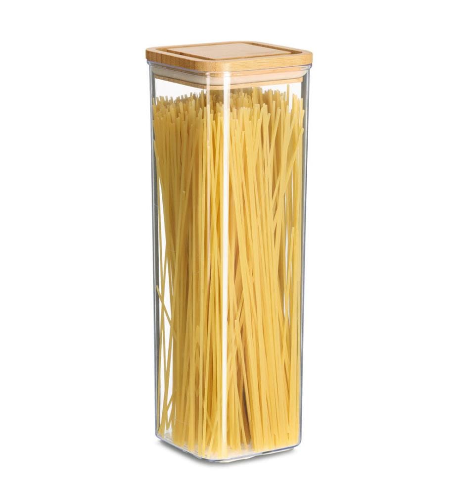 Boîte à provisions avec couvercle en bambou, 1900 ml, plastique - Transparent et marron