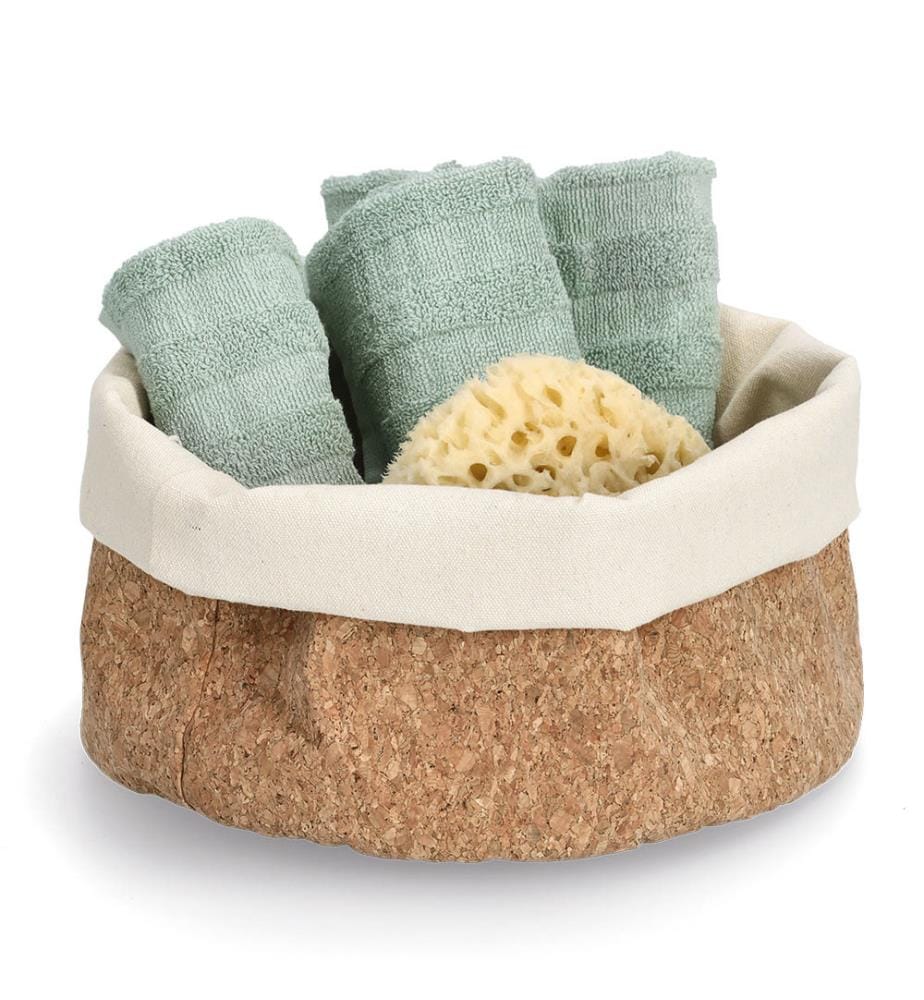 Storage basket, cork/cotton - brown