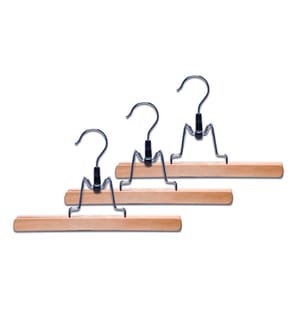Set of trouser holders, 3 pieces, wood, natural