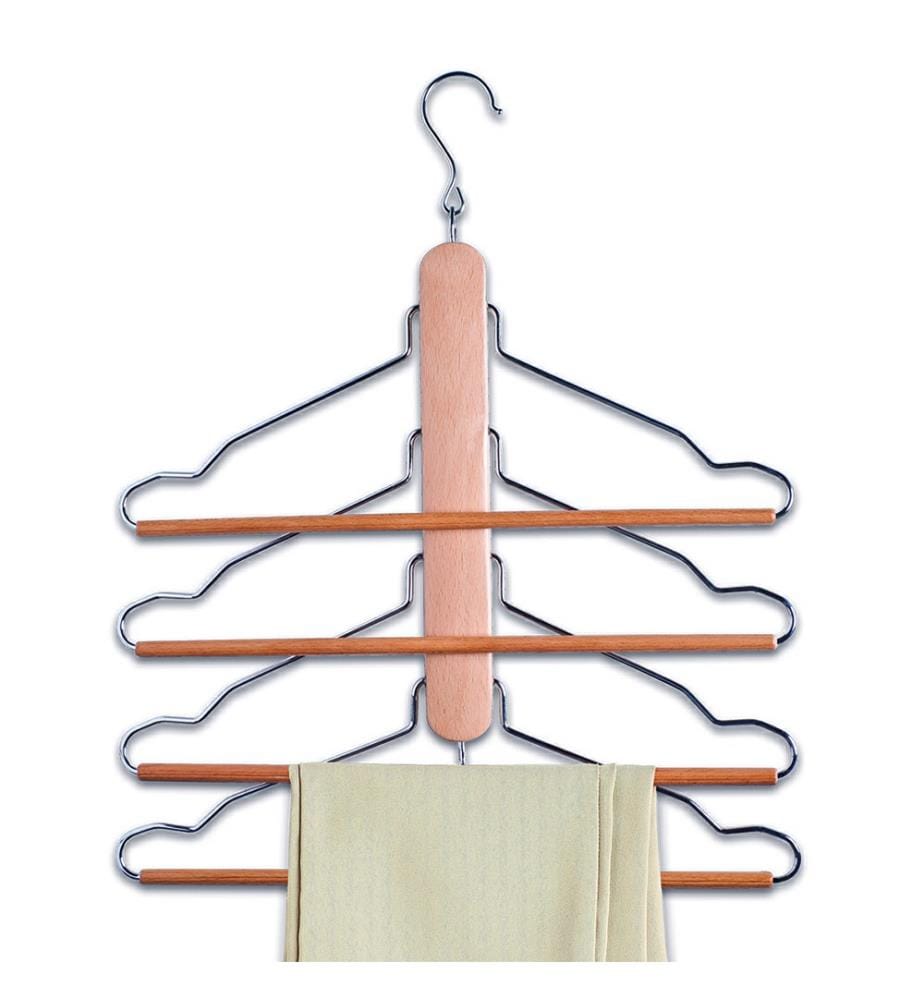 Multi-Purpose Coat Rack In Beech And Chrome Metal