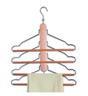 Multi-Purpose Coat Rack In Beech And Chrome Metal