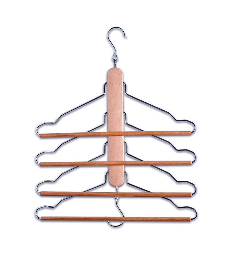 Multi-Purpose Coat Rack In Beech And Chrome Metal