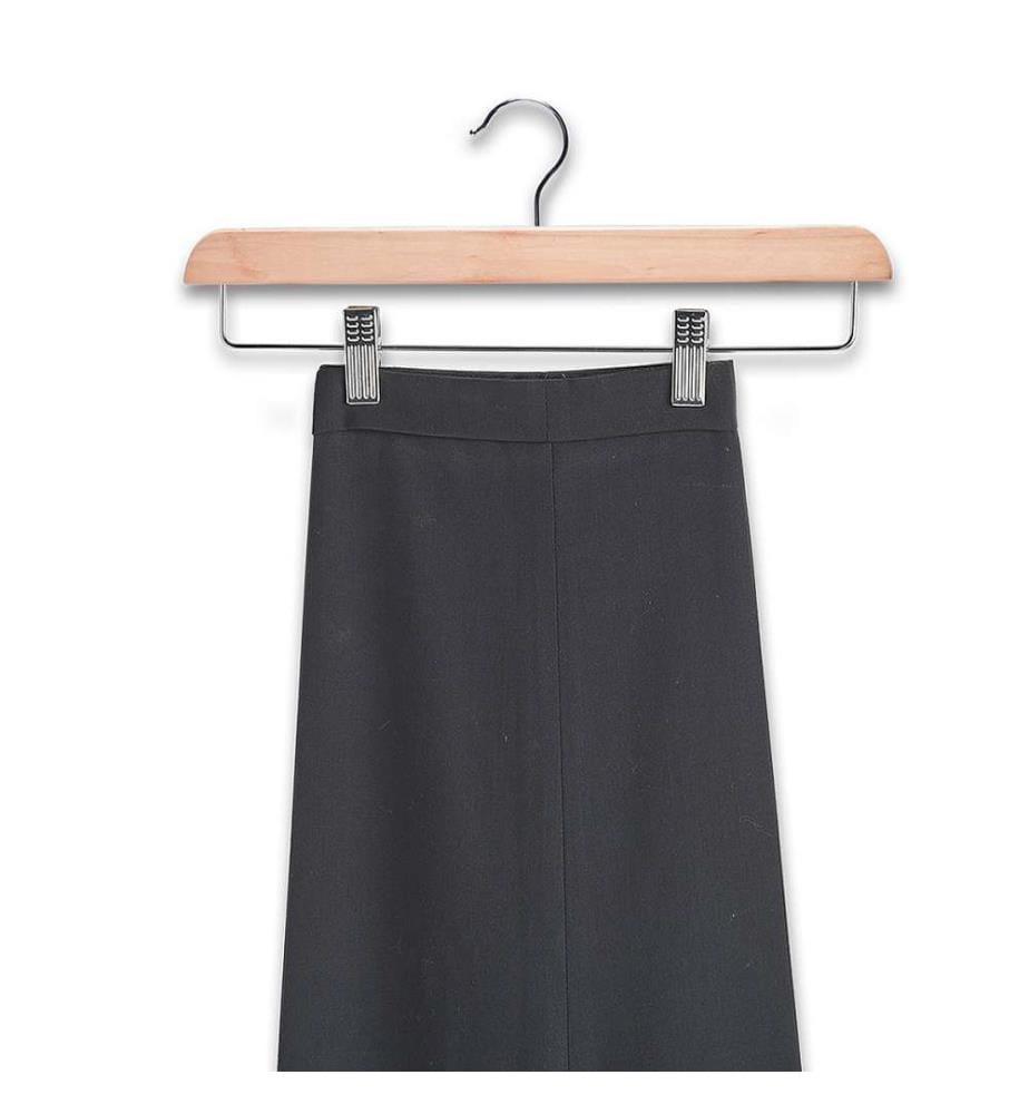 Skirt / trouser hanger, wood / metal, natural - Brown