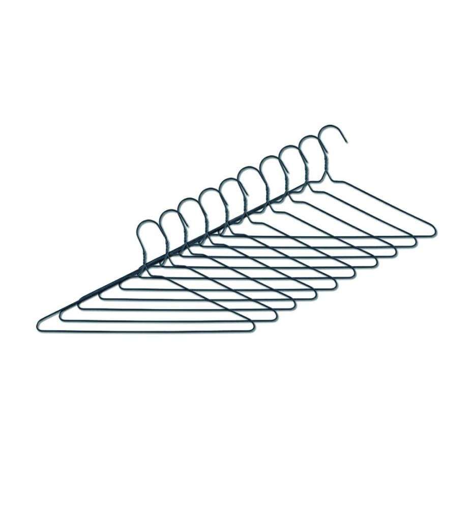 Set Of 10 Metal & Plastic Hangers - Grey