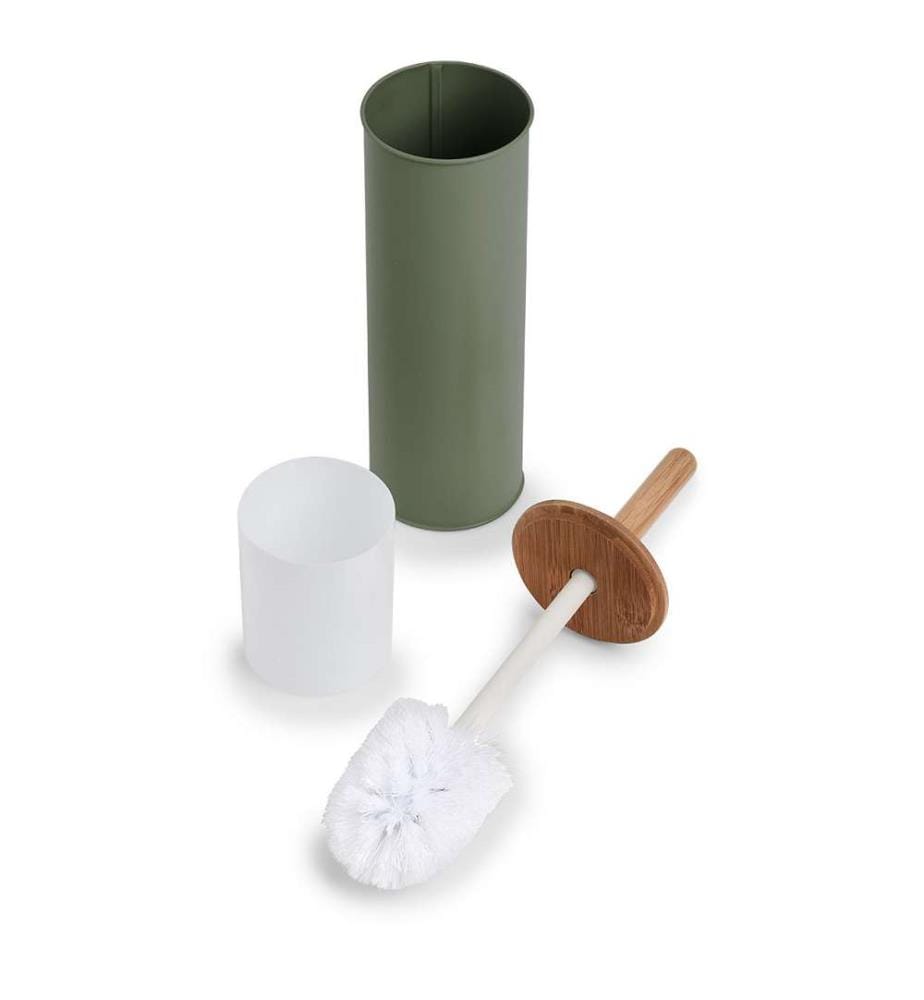 Toilet brush, metal / bamboo - sage green