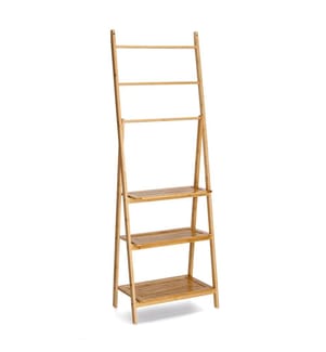 Ladder shelf with 3 shelves, bamboo - Brown