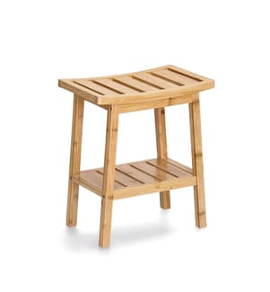 Stool with shelf, bamboo - brown