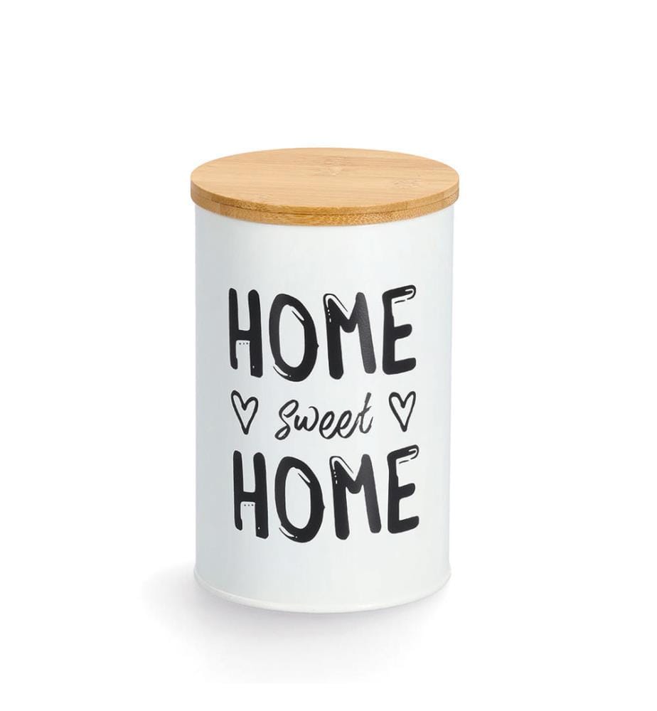 Boîte à Provisions Home, avec Couvercle en Bambou, 1000 ml - Blanc et Noir