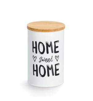 Boîte à Provisions Home, avec Couvercle en Bambou, 1000 ml - Blanc et Noir