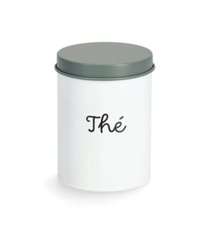 Boîte à provisions 'Thé', 1300 ml, métal - Blanc