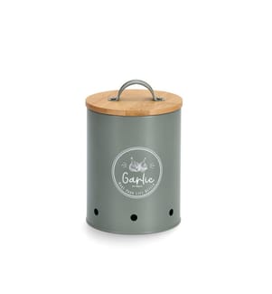 Boîte à provisions avec couvercle en bambou Garlic, métal - Vert