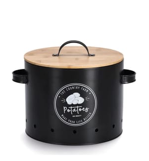 Boîte à provisions avec couvercle en bambou Potatoes, métal - noir et marron