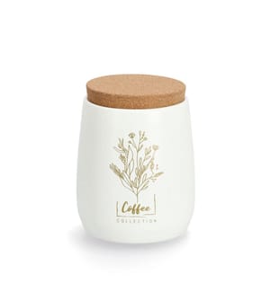 Boîte à provisions avec couvercle en liège Coffee, 750 ml, métal - Blanc et brun